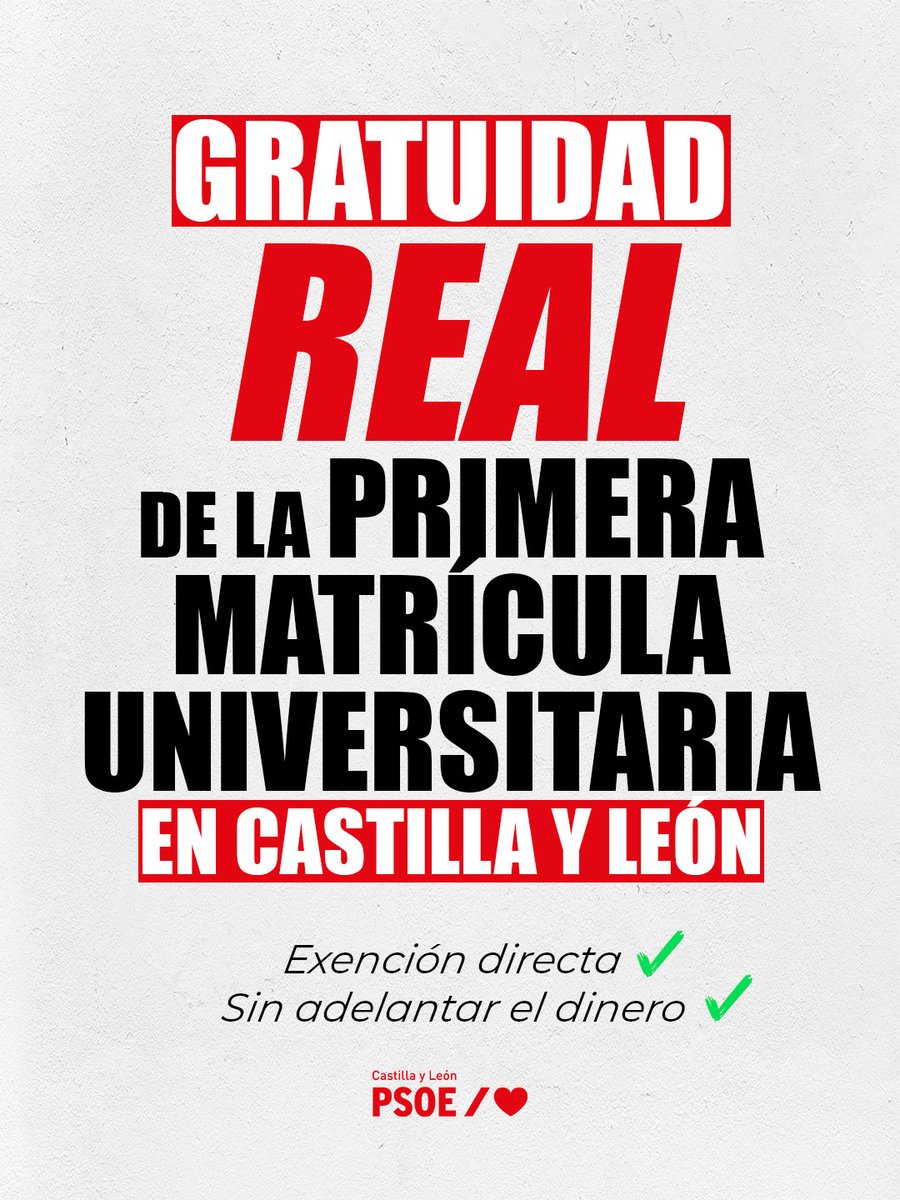 PSOE_CyL's tweet photo. Lo que prometió Mañueco vs lo que ha hecho.

👉 Exigimos gratuidad REAL de la primera matrícula universitaria en Castilla y León.

❌️ No a que las familias tengan que adelantar el dinero y no a una mera convocatoria de ayudas. https://t.co/pfshHiJohY