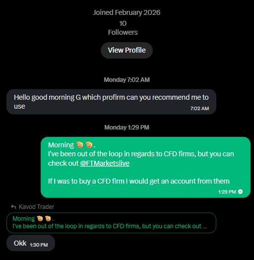KavodTrader's tweet photo. Recommended @FTMarketslive to some friends... then went and bought another account myself.

This is now my 3rd with them, just locked in a 2-step $10k using @Ye_FTM code YE for the best discount.

Gunning to get multiple payouts on this account.🙏 https://t.co/crjjtT8uLg