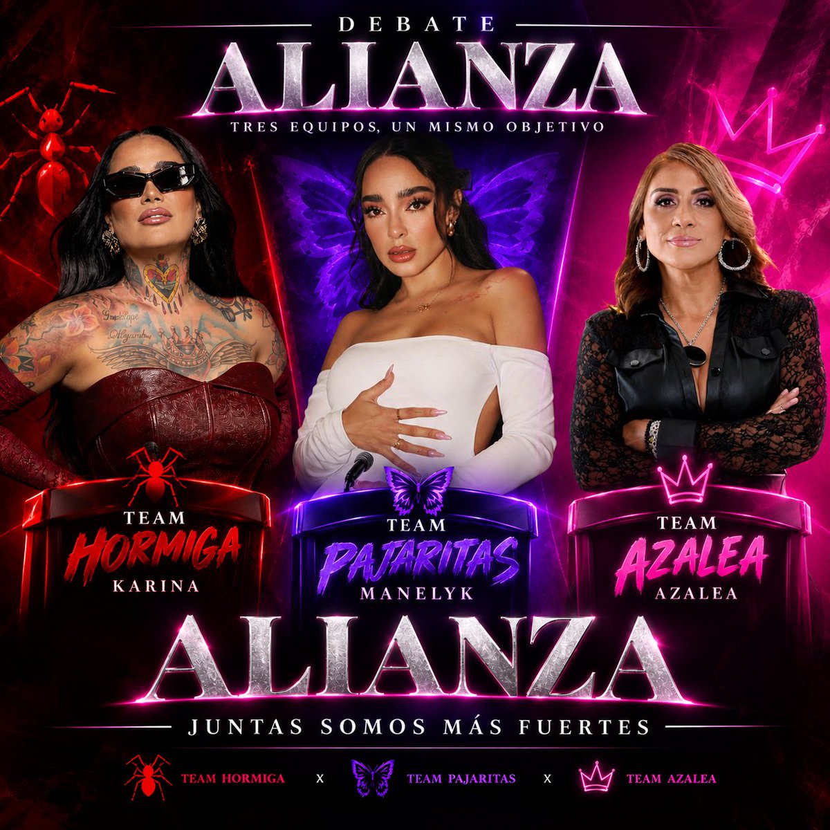 TeamHormigaOfc's tweet photo. ¡NUEVA ALIANZA!

Team Hormiga, Team Pajaritas y Team Azalea unimos fuerzas para apoyarnos mutuamente en nuestras votaciones. 🩷

Tres fandoms, un mismo objetivo: apoyarnos y darlo todo por nuestras favoritas.

#lagranjavip #karinatorres #LaCasaDeLosFamososMx #LCDLFMX https://t.co/Qgz9idkHs0