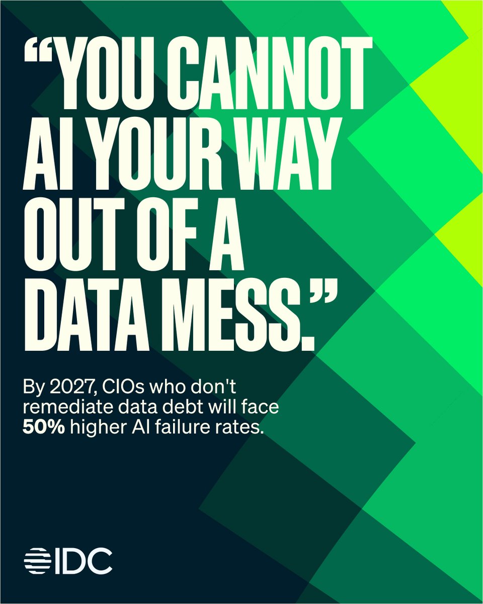 MongoDB's tweet photo. AI starts with the data.

And if your data foundation is stuck in the past, your AI ambitions could be too.

New IDC research reveals that APAC organizations leading the way in modernization are generating nearly 3x the regional average in digital revenue.

Explore what it takes to modernize legacy infrastructure and build a foundation for AI.

Read the research: https://t.co/gNMtsEywb5