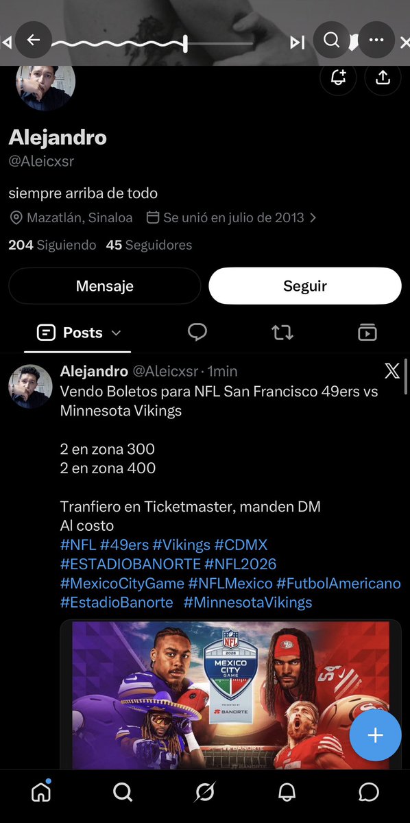 brendannanx's tweet photo. ESTAFA

@Aleicxsr antes @Aleijat56 @Ailodriys @Lextrah @alejitsh y @Hermostraskell ESTAFA CON BOLETOS NFL México San Francisco 49ers vs Minnesota Vikings
SUS REDES Y FAMILIA NO TIENE BOLETO!

#49ers #Vikings #CDMX #ESTADIOBANORTE #MexicoCityGame #EstadioBanorte  #MinnesotaVikings https://t.co/ABuX0ntL5D