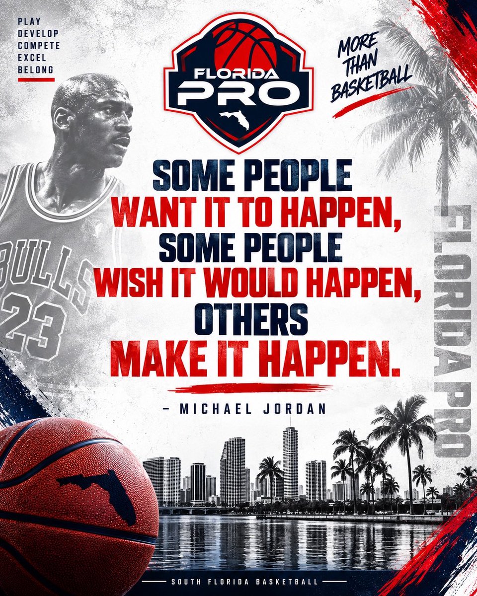 FloridaProHoops's tweet photo. 💯 DON’T WISH FOR IT. MAKE IT HAPPEN. 🏀

Everybody wants success. The difference is what you’re willing to do to earn it.

Show up. Work hard. Take coaching. Handle adversity. Keep improving.

The habits you build today will follow you far beyond basketball.

🔴🔵 PLAY. DEVELOP. COMPETE. EXCEL. BELONG.

MORE THAN BASKETBALL.

#FLPROHOOPS