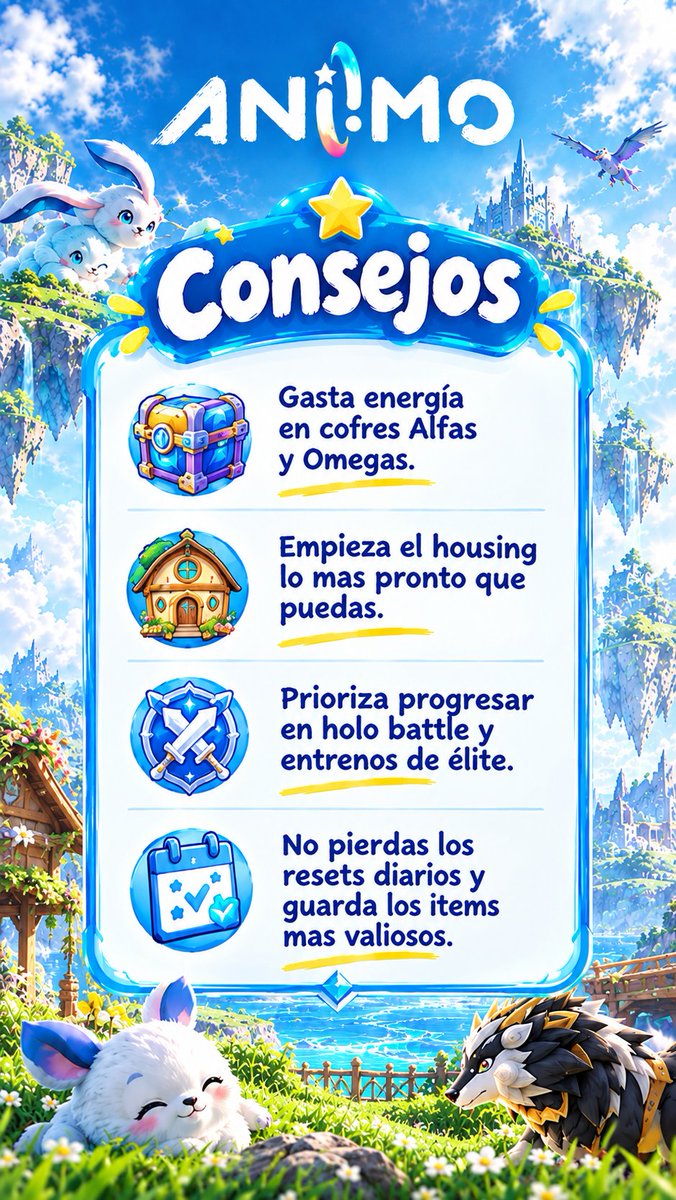 dks_12Games's tweet photo. ⭐8 consejos para empezar bien en Aniimo.
#Aiimo #AniimoGame #AniimoTips #RPG https://t.co/ohrutnmDr9