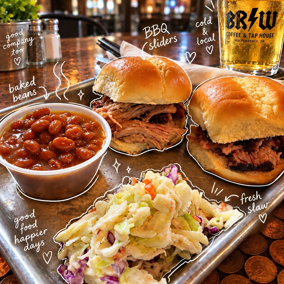 BrewCoffeeTap's tweet photo. The yumm-ness continues this week!
Gettin' Piggy Wit' It Thursday!
2 Pulled Pork Sliders
Coleslaw
Baked Beans
All of this for only $6🤩
5pm - 7pm - or when we run out for the night!
We'll see YOU at BREW!
Brew Coffee &amp; Tap House - Independence 
#BrewIndy
#BrewIndependence https://t.co/ks5cVFdcO3