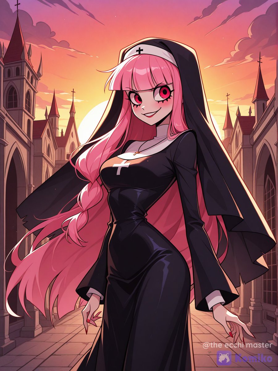 Enmmator's tweet photo. Just created this on @KomikoAI ✨ Loving how it turned out!

Prompt: [hellaverse-style], 1girl, nun's habit, in a ruined church, at sunset, face smile view, one piece, perona

#AIart #AIAnime #Komiko https://t.co/DdD5C8r848