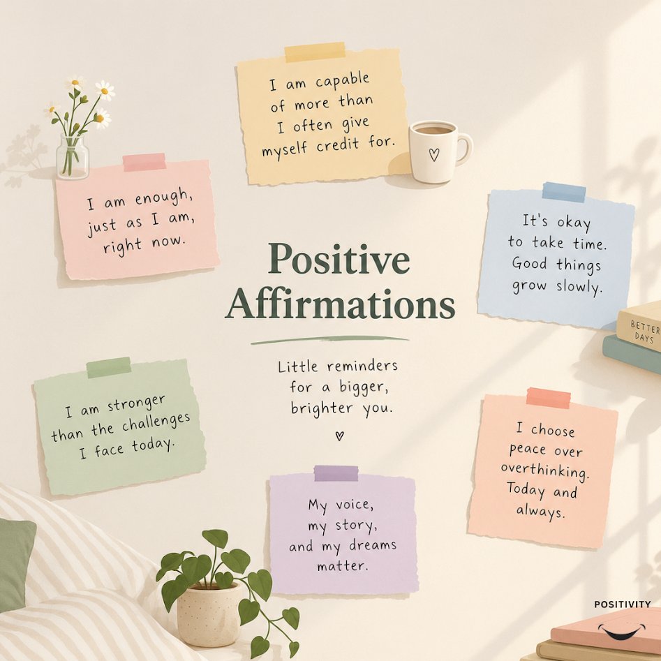 PositivitySaid's tweet photo. Little reminders, bigger you.

Enough as you are, stronger than today's challenges, capable of more than you credit, these aren't wishful thinking, they're just true. Read one that hits, and let it stick with you today. https://t.co/V6ia7Qg5ct