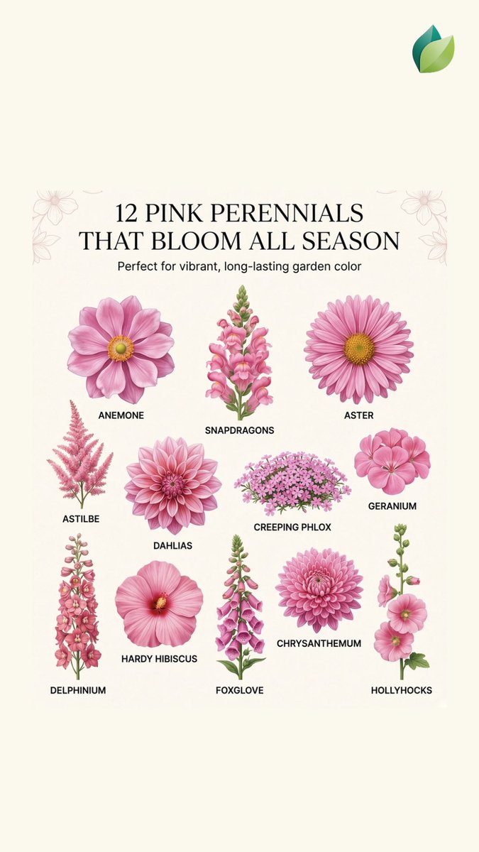 easygrowapp's tweet photo. 12 pink perennials that bloom all season! 🌸 Dahlias, Aster, Hibiscus &amp; more.
Download Easy Grow app now!
#Perennials #FlowerGarden #EasyGrowApp https://t.co/CGCeHuPRfe
