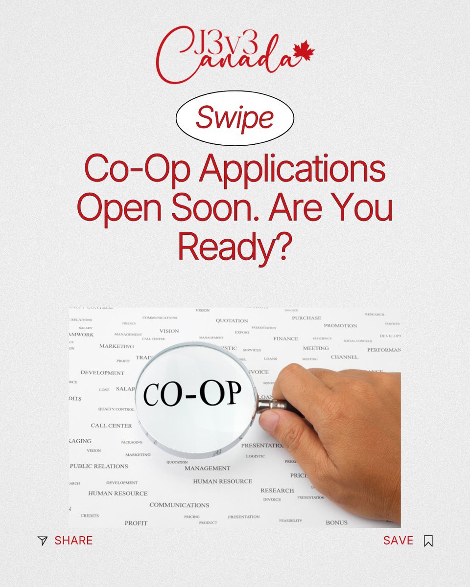 J3v3Canada's tweet photo. Co-op applications open soon for many programmes. The students who land placements are the ones who prepare before the window opens.
#J3v3Canada #CoOp #WorkExperience #CareerPrep #Resume #Interviews https://t.co/uuLYSX6or4