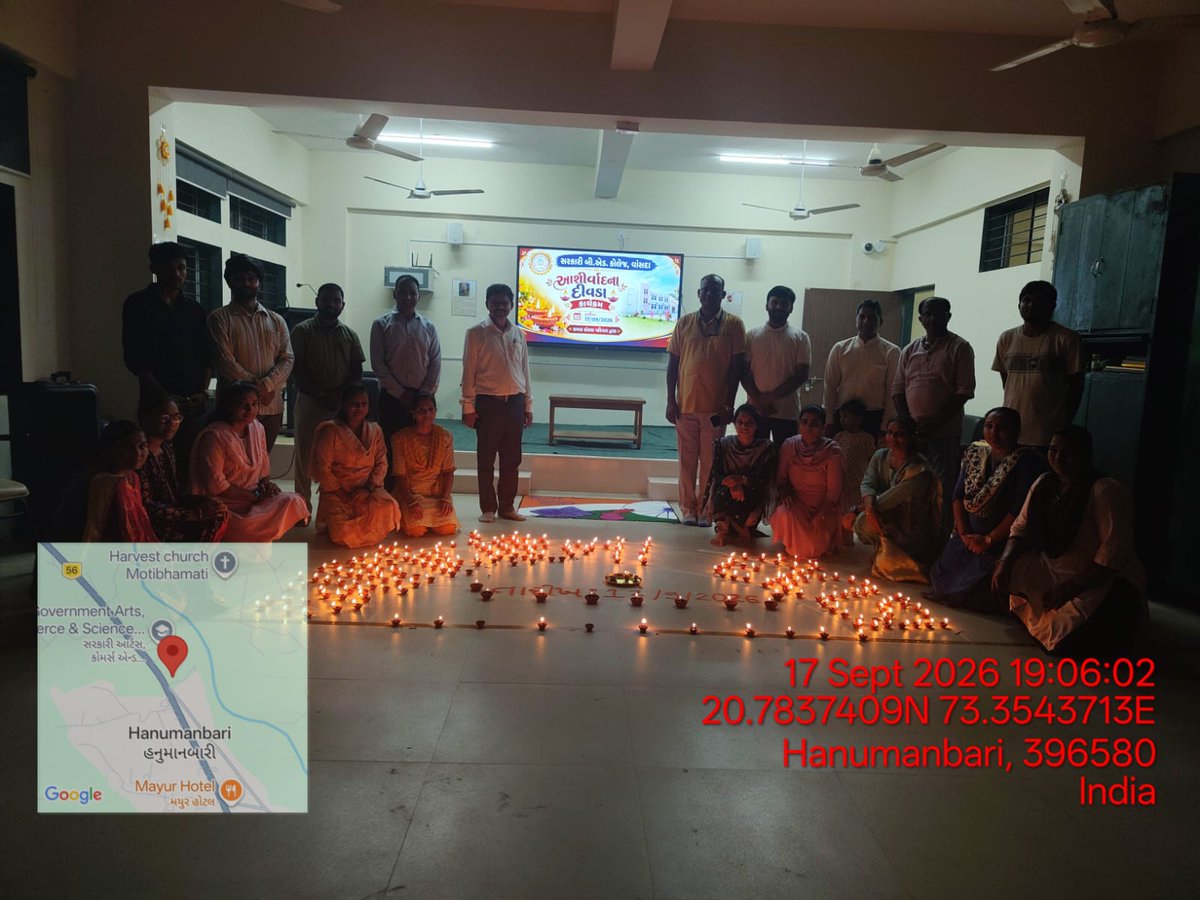 gbedvansda's tweet photo. 🪔 ‘Ashirwad Ka Diya’🪔

Government B.Ed. College, Vansda organised ‘Ashirwad Ka Diya’in which trainees participated by lighting diyas to express blessings, gratitude and respect towards the Hon’ble Prime Minister in recognition of his lifelong public service to the nation. https://t.co/XYjKQklaa2