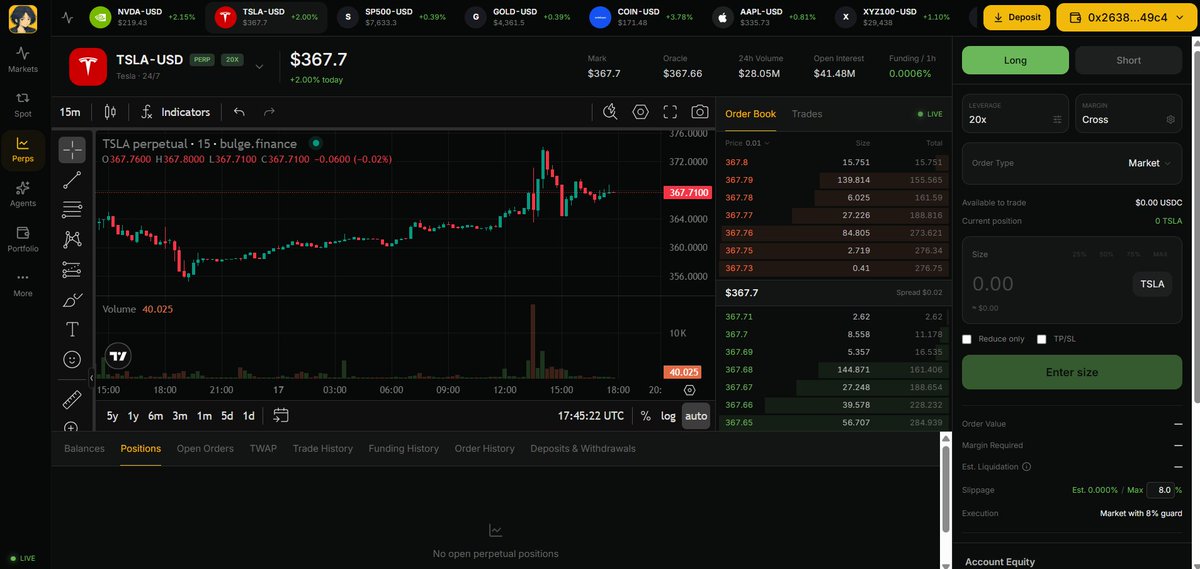 BulgeFi's tweet photo. Day 24 of Building in Public

We’ve revamped the trading experience from the ground up, with a cleaner, more information-dense UI designed to make execution and market analysis more seamless. The updated interface brings charts, live market data, order book depth, positions, account state, leverage, margin, and execution controls into a single workflow, reducing friction between analysis and order placement. 

The goal is to give users a more responsive trading environment with clearer market context, tighter execution controls, and a layout built around the needs of active traders.

Can't wait to meet up with fellow builders at @binance @BNBCHAIN BNB Seoul!