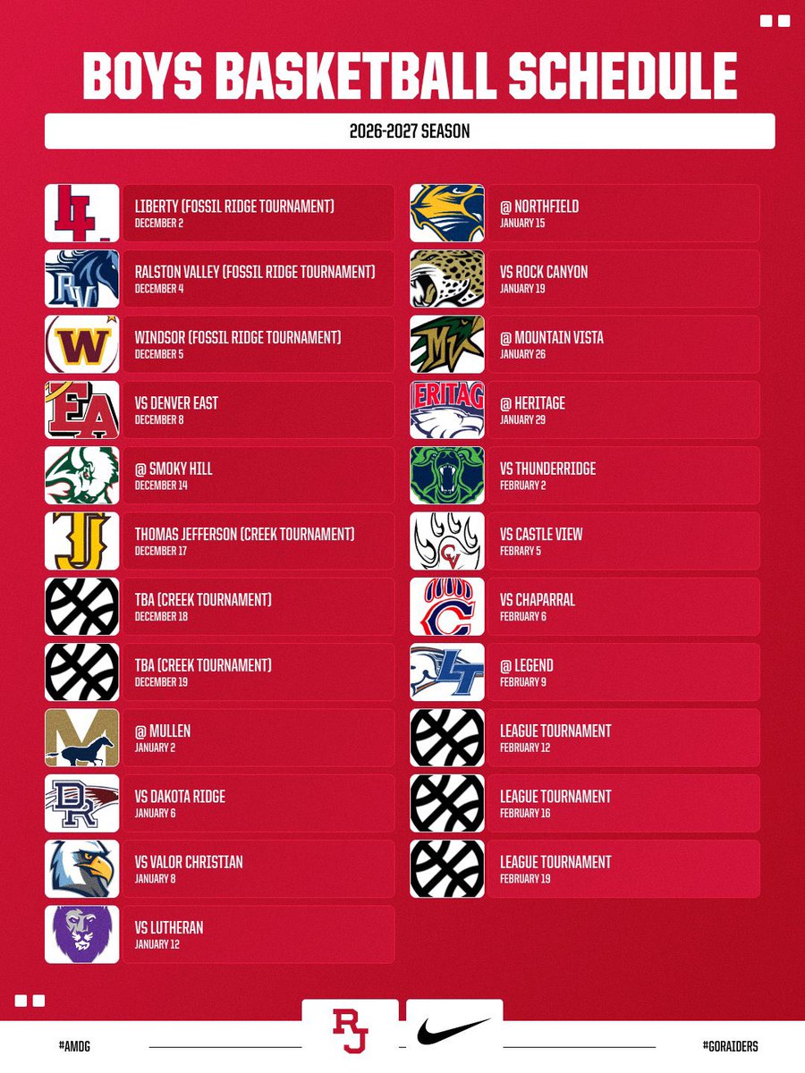 regisjesuitbbb's tweet photo. We are thrilled to announce our 2026-27 Varsity Schedule! Come cheer on your Raiders this season! #AMDG #GoRaiders https://t.co/BkxGtv4V2Z