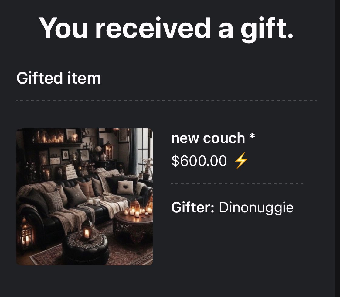 weakforwillow's tweet photo. these holidays (and content) are going to be absolutely elite after getting this couch from @dumpling_atm ✨ https://t.co/ZLOm0sxYr3