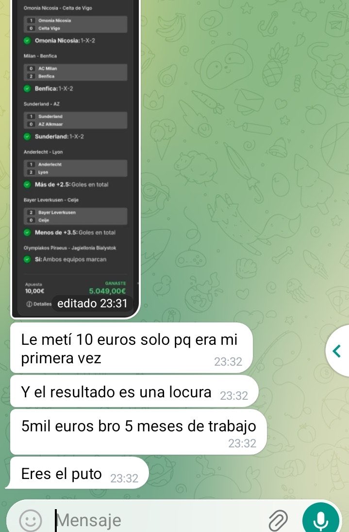 elprodelascombi's tweet photo. 🔥 CUOTA 500 ACERTADA 🔥

Ayer volvimos a pegar otro CUOTÓN de 500 en los partidos de Europa League. 💰💰

Mientras muchos buscan combinadas, nosotros las hacemos realidad. 🧨

✅ CUOTA 500 — ACERTADA
⚡ Europa League
💸 Otro pelotazo más para la colección. https://t.co/j7zCajMSSP