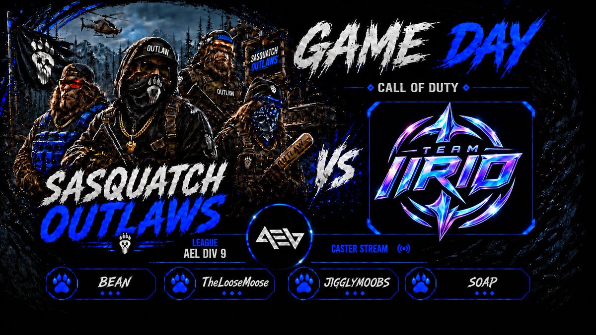 SQGGaming's tweet photo. 📅17.09.2026
⏰20:30
🏆@AMeLeague 
🎙️TBC

🔥 WINNERS ROUND 2 — TONIGHT.

The Sasquatch Outlaws are back in action as the AEL Div 9 battle continues. 🦍⚔️ https://t.co/eEAImpzmse