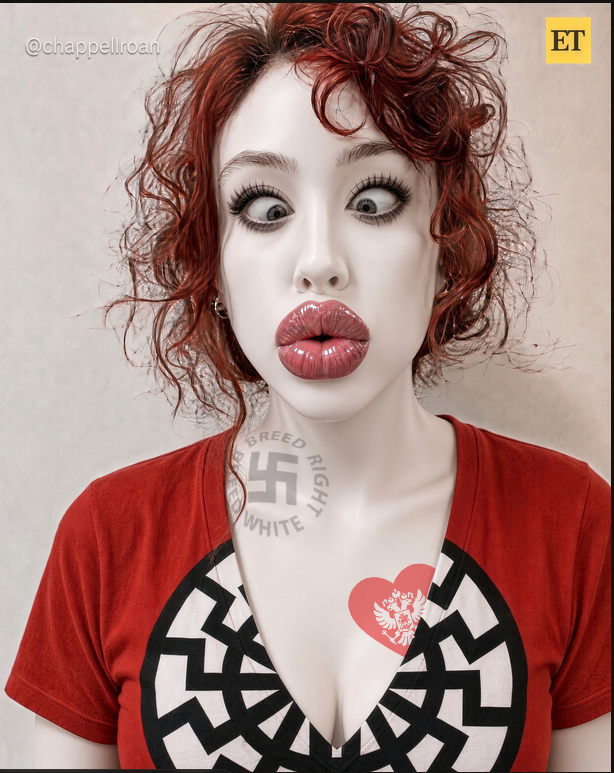 dumdumbitchboi's tweet photo. FUUUUCK...AI knows exactly what a dumb drag plastic bitch like Chappell really deserves to be. She looks soo much better as PERFECT AI SCAMMEAT for DEGENERATE PUMPTARDS~!💋❤️Worship her perfect porn-bait body and let celebrities control your leaky THROBBY meatstick

#2dfd #findom #manscam #bleached