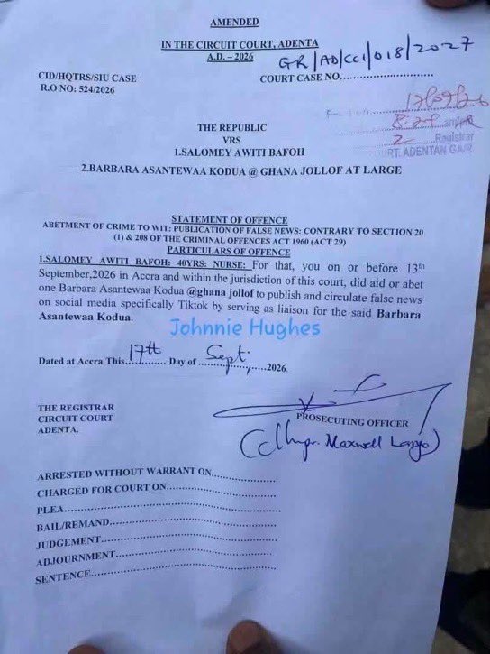 seth_doe22's tweet photo. This is the Charge Sheet in the Ghana Jollof case. 

After you study charge sheets (criminal drafting) as a law student, you’ll meet some kind of charge sheets in real life that will shock you. https://t.co/O7L3IUB53t