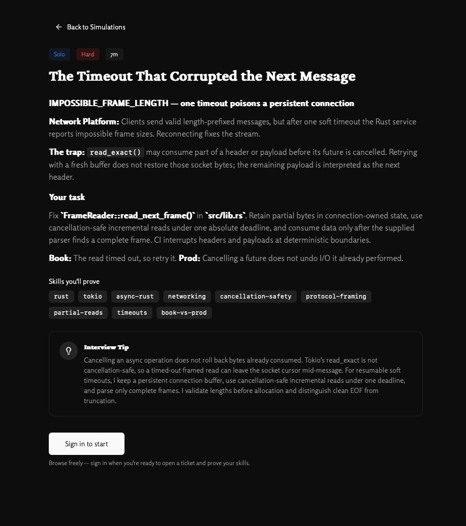 getinhq's tweet photo. [dailysimulation - 03] : Today’s Daily Simulation: “The Timeout That Corrupted the Next Message.”

The request timed out. You retry. Now the next valid message reports an impossible frame size.

Reconnecting fixes it. But why? https://t.co/MRH0Rt1lLl