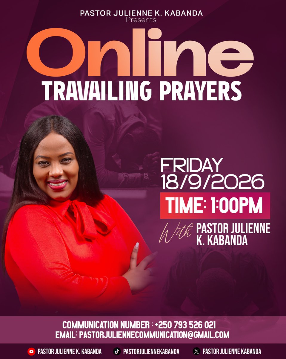 PastorJulienneK's tweet photo. Praise the Lord beloved, You are cordially invited Tomorrow on 18th Sept 2026 at 1:00pm for Online Travailing Prayers. God bless you https://t.co/UQw0aiNmZk