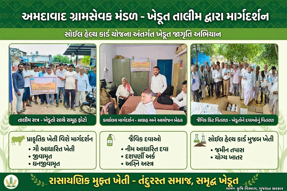 AhmedabadGjkkb's tweet photo. ગ્રામસેવકની કામગીરીને માત્ર ઓફિસનું કામ માનવું યોગ્ય નથી; અનેક જવાબદારીઓ માટે સીધા ગામ અને ખેતર સુધી જવું પડે છે.

#GramsevakNyayLadat @divyabhaskar @SandeshNews @Guj_Gramsevak @Gramseavk https://t.co/BtttXoXjaE