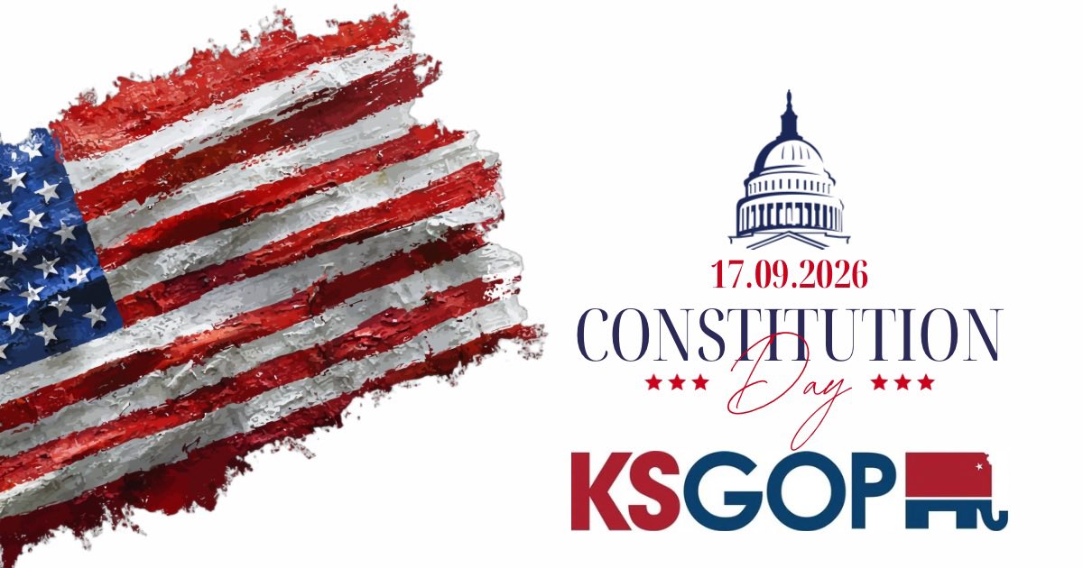 KansasGOP's tweet photo. 🇺🇸 Happy Constitution Day! 🇺🇸

On September 17, 1787, our Founders signed the United States Constitution, establishing the framework of government that continues to safeguard our fundamental freedoms today.

Today, we celebrate We the People, the rule of law, limited government, and the constitutional liberties that make America exceptional.

May we never take those freedoms for granted, and may we always stand ready to defend them.