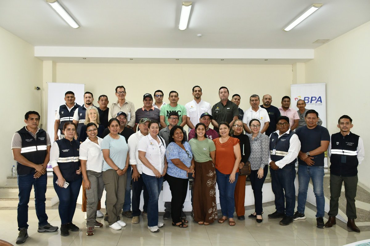 INIAPECUADOR's tweet photo. #ElOro | Junto a la Asociación "El Guabo" y la Cooperativa Oro Verde", desarrollamos el taller “Buenas Prácticas Agrícolas, manejo integrado de enfermedades en banano y aplicación demostrativa del bioproducto a base de Trichoderma asperellum en gránulo cubierto”. https://t.co/UwF6Ly6lGu
