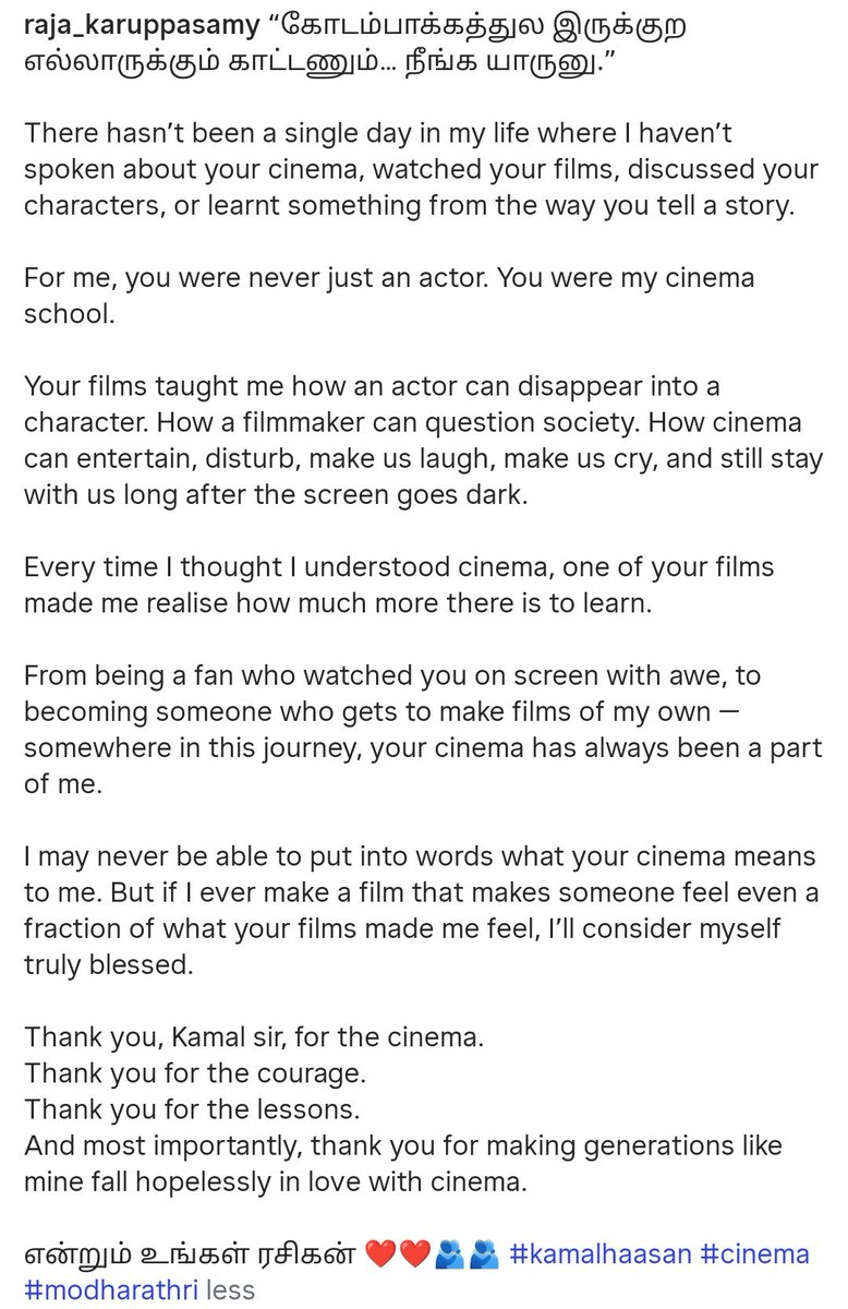Kamaladdict7's tweet photo. "கோடம்பாக்கத்துல இருக்குற எல்லாருக்கும் காட்டனும், நீங்க யாருனு" - #ModhaRathri film director #Rajakaruppasamy in Instagram🔥🔥🔥

#KamalHaasan
#Ulaganayagan https://t.co/LGntGHijXb