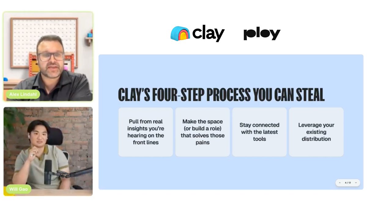 _isaacpeiris's tweet photo. Downloadable PDFs are completely useless now.
Here's Clay’s 4-step process to build epic lead magnets.

Their secret weapon is a platform called @ployai,  which they used to completely rethink their lead magnet strategy based on that insight.

They got AI agents to find demo forms on over 6,000 company websites, fill them in, and score whatever came back.

→ Whether the reply was personalised or a template
→ How long each company took to reply, if at all
→ Whether they qualified the lead correctly

They could've packaged it into a static report.

Instead, they used Ploy to turn it into an interactive analysis tool. Anyone can enter their email to see their own company's results and a fully customised version of the report based on the most relevant findings.

The same data goes to Clay's sales team, so conversations start from a lead's own numbers.

Clay's "Creator in Residence" Alex Lindahl (sick job title btw) broke their process down into 4 steps anyone can use in their own business.

1. Pick a use case tied to your product
↳ Slow replies to inbound leads are one of the problems Clay solves, so that's what they measured.

2. Generate interesting data at scale
↳ The results data all lives directly in Ploy, so there's an interactive benchmark every company can compare themselves against.

3. Build with tools that make it fast and repeatable
↳ Ploy gave Clay their design system straight out of the box, and it hosts the results database that generates each company's personalised report.

Clay said it's the reason they shipped in about a week instead of building custom infrastructure.

4. Use the distribution you already have
↳ Clay's execs post on LinkedIn and several employees run newsletters, so the launch goes out through them.

A PDF gives every reader the same static information to try and make sense of themselves.

Ploy enabled Clay to create an interative tool that gives each company its own actionable numbers.

I know which option I'd be more likely to sign up for...

Use code Isaac-Peiris for 50% off your first month on Ploy👉 https://t.co/h2I4LCsWrS