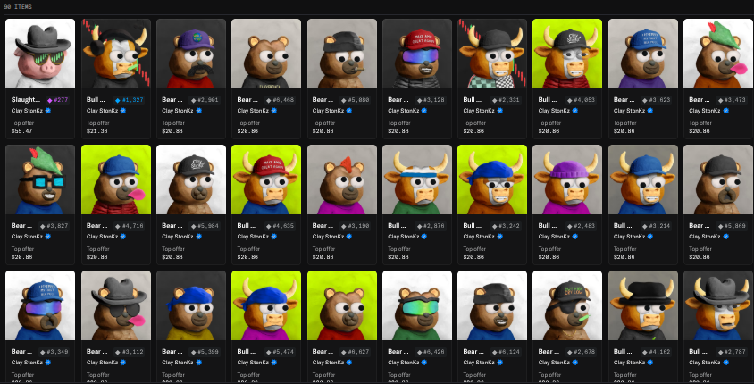 RealCashpig's tweet photo. I have acquired 90 Clay StonKz by @Brrrbon_ making me the number two holder. I believe this to be one of the most iconic PFP collections, not just on Robinhood, but on any chain. I have done extensive research on the narrative and have attached my thesis as a thread below as to why it is now one of my top conviction plays.. #ClayPower