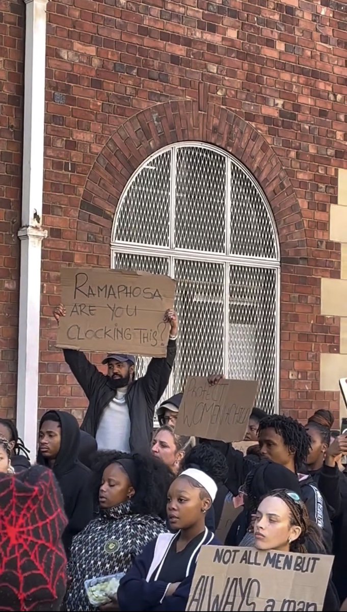 Joe__Bassey's tweet photo. In South Africa, several South Africans protested the rising rape and killing of women in the country. Women should not have to fear walking home, jogging alone, going to work or simply existing in public spaces. Yet today South Africans are mourning women whose lives were stolen while asking for nothing more than safety.

This is not "just how things are." It is a crisis, and women need protection, accountability, justice and real action—not only condolences after another woman is gone.