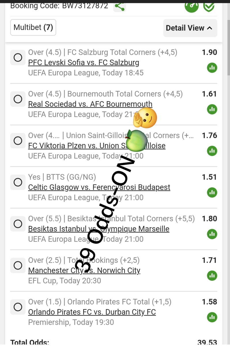 LeswiiSwaMina's tweet photo. Betslip CODE  : BW73127872 https://t.co/ECm0uN8pUt
39 Odds-ON 🍏🫡

Let's Boom 💥 💯 https://t.co/OyOZf6lnyK