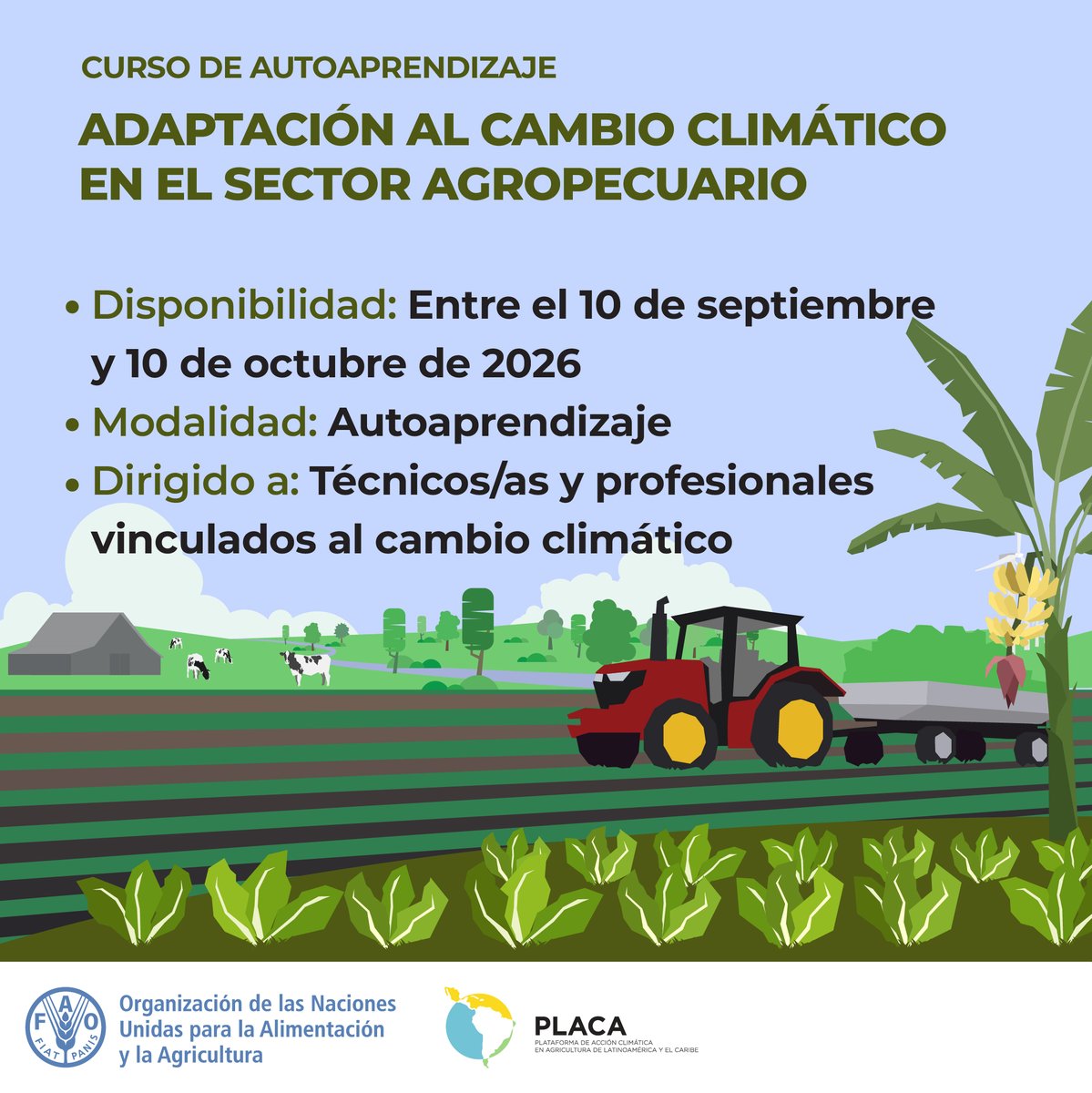 FAOAmericas's tweet photo. 🤔¿Sabes cómo el #CambioClimático afecta al sector agrícola en América Latina y el Caribe?

Diferencia las metodologías del IPCC y conoce las estrategias de adaptación con el curso de #PLACA2026.

🗓️ Disponible hasta el 10 de octubre de 2026

👉 https://t.co/YYx6gP3qAw https://t.co/MZ5sOe1chb