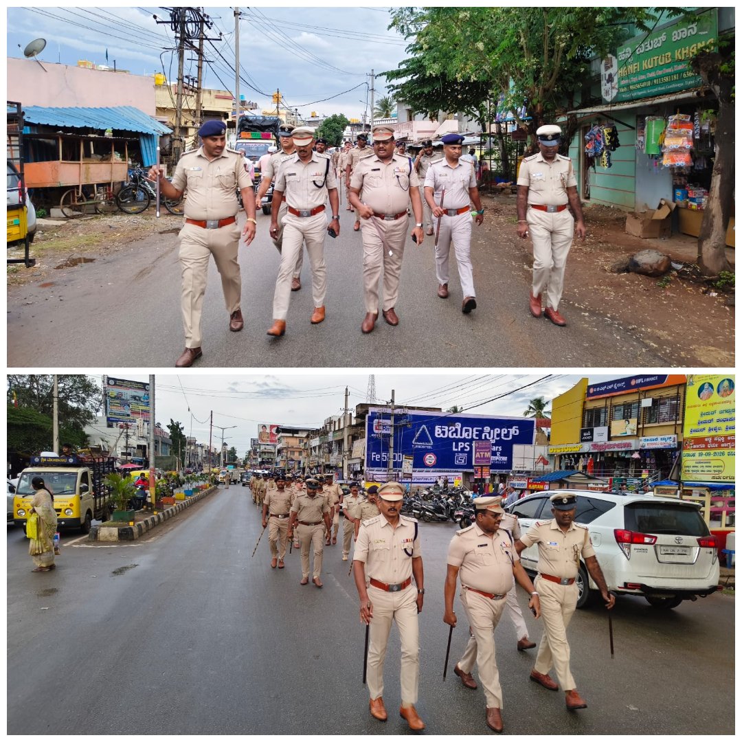 SPTumkur's tweet photo. ನಮ್ಮ ಹೆಚ್ಚುವರಿ ಪೊಲೀಸ್ ಅಧೀಕ್ಷಕರವರ ನೇತೃತ್ವದಲ್ಲಿ ತಿಪಟೂರು ನಗರದ ಗಣೇಶ ವಿಸರ್ಜನಾ ಕಾರ್ಯಕ್ರಮದ ಬಂದೋಬಸ್ತ್ ನ ಅಂಗವಾಗಿ ಶಾಂತಿ ಮತ್ತು ಕಾನೂನು ಸುವ್ಯವಸ್ಥೆ ಕಾಪಾಡುವ ಸಲುವಾಗಿ ನಗರದ ಪ್ರಮುಖ ರಸ್ತೆಗಳಲ್ಲಿ ಪಥ ಸಂಚಲನ ನಡೆಸಲಾಯಿತು.
#TumakuruDistrictPolice 
#TipturGanapati #Bandobasth
#Routemarch
@venkatashok https://t.co/Bu4IQFhCak