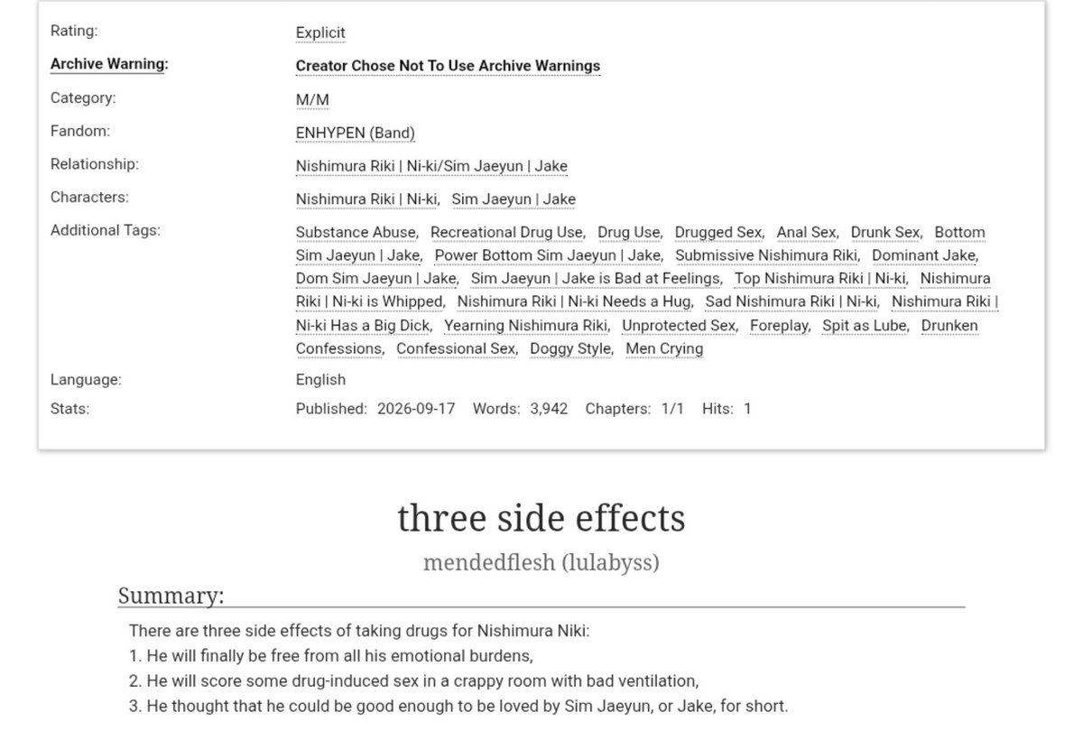 blvvdlicker's tweet photo. three side effects

✨️ yunki
🎏 explicit, mentions of drugs
🎱 3k of angst induced filth

🖇 https://t.co/7bNg5fswzt https://t.co/Z69ebeGPGZ