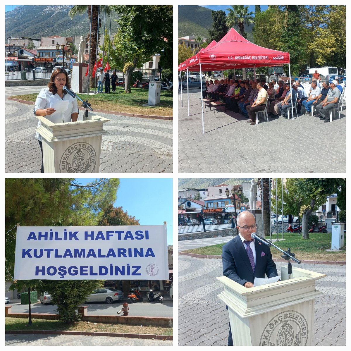 kirkagacmem45's tweet photo. Ahilik Haftası kapsamında 15 Temmuz Şehitleri ve Demokrasi Meydanı’nda kutlama programı gerçekleştirildi. Kaymakamımız Zafer OKTAY ve İlçe Millî Eğitim Müdürümüz Halil BONCUK, programın ardından esnaflarımızı ziyaret ederek Ahilik Haftası’nı kutladı ve hayırlı kazançlar diledi. https://t.co/XzPifSxCV6