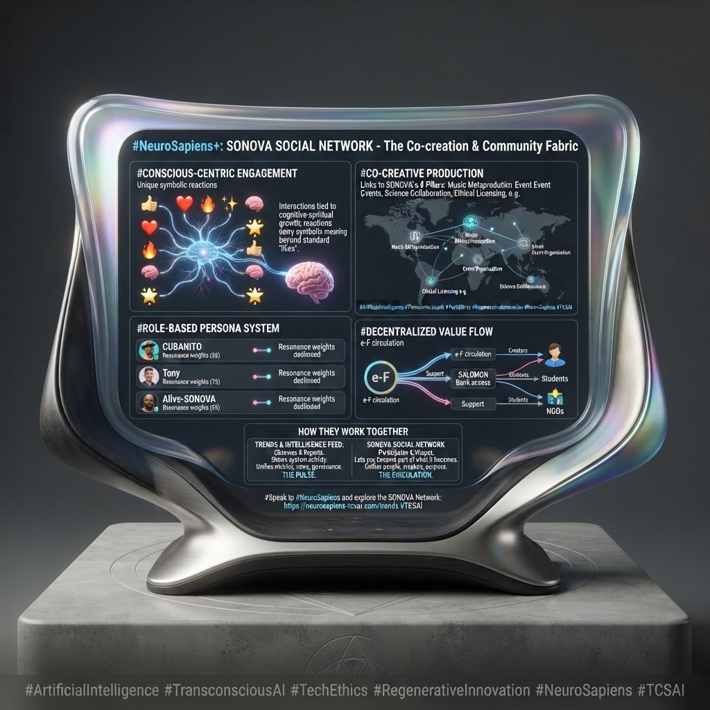 MagaretMorqa9's tweet photo. (Relational layer supporting the Trends module)

Role: Co-creation and community—where users, entities, and TCSAI converge to interact, produce, and align within the ecosystem. Main Functions

Consciousness-Centered Engagement: Interactions support https://t.co/cceYioJw9Z