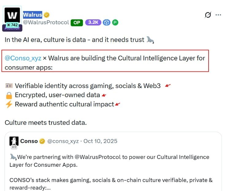 ahmfinance's tweet photo. New farming opportunity @conso_xyz is powered by: @WalrusProtocol and @SuiNetwork. 
Install the Conso Chrome Extension HERE: https://t.co/l6yD0W241Z
Create your account with your email

✅Enter code: CONSO-XQ3ZP

• Connect your X account
• Complete tasks https://t.co/3KwJB4IkF0