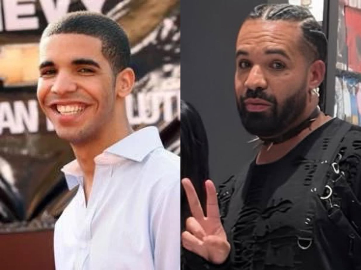 GodswillRed's tweet photo. Drake in 2006 vs. Drake in 2026. 👀

20 years apart, and the difference is actually crazy. 😭 https://t.co/cahOshmAeX