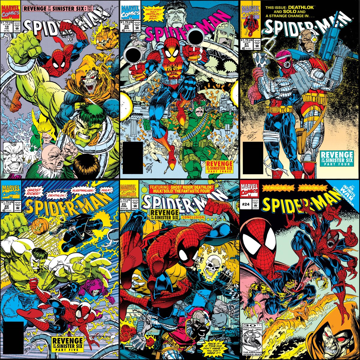 ClassicMarvel_'s tweet photo. Spider-Man #19-24 cover dated February-July 1992. https://t.co/CVb5hqnfGh