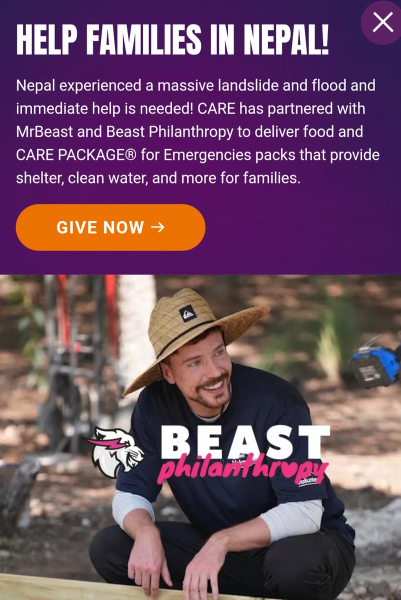 BeastNews2026's tweet photo. After MrBeast's Twitter post yesterday, I'm re-predicting the next video will be "We Got 1000 Kids Out Of Child Labor"

MrBeast was going to film in Nepal, but didn't because of the recent tragedy that killed over 1200 people. He began a campaign that has raised $1M so far! 👇 https://t.co/9OxAe8HgSB