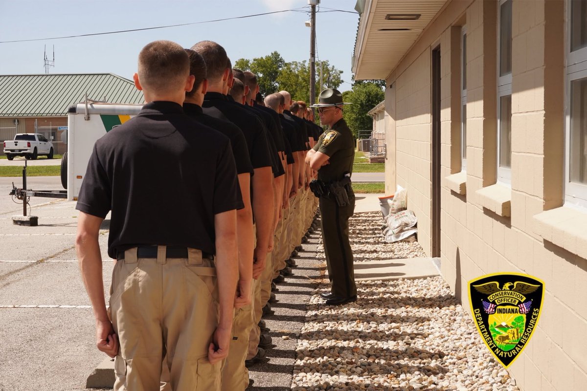 WorkForIndiana's tweet photo. The 2026 recruit class for the Indiana DNR Division of Law Enforcement is officially underway. Best wishes to the new Indiana Conservation Officer recruits as they begin their training and lifelong service protecting Indiana’s natural resources. https://t.co/hYnANpLysu