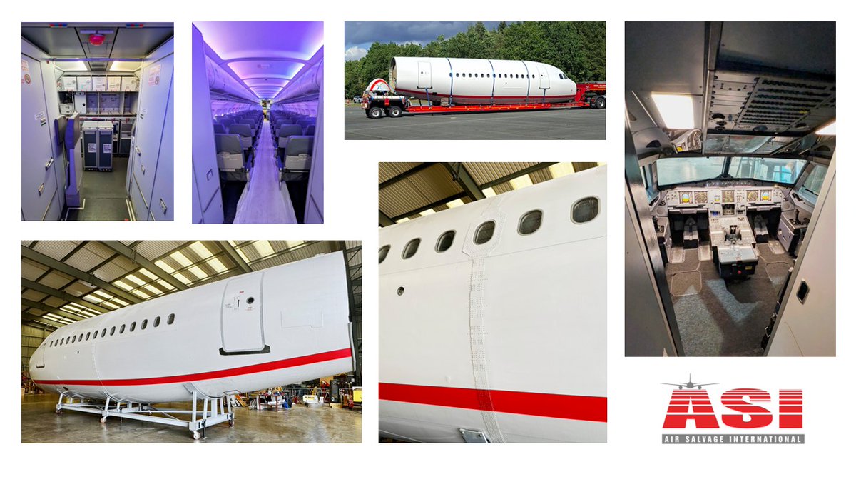 Air_Salvage's tweet photo. ASI’s latest #repurposing project transformed the forward and aft sections of an #AirbusA320 into a fully operational training facility, now installed in Germany. A great example of how engineering expertise can turn end-of-life aircraft into valuable new assets. #CircularEconomy https://t.co/T60B5F27pB