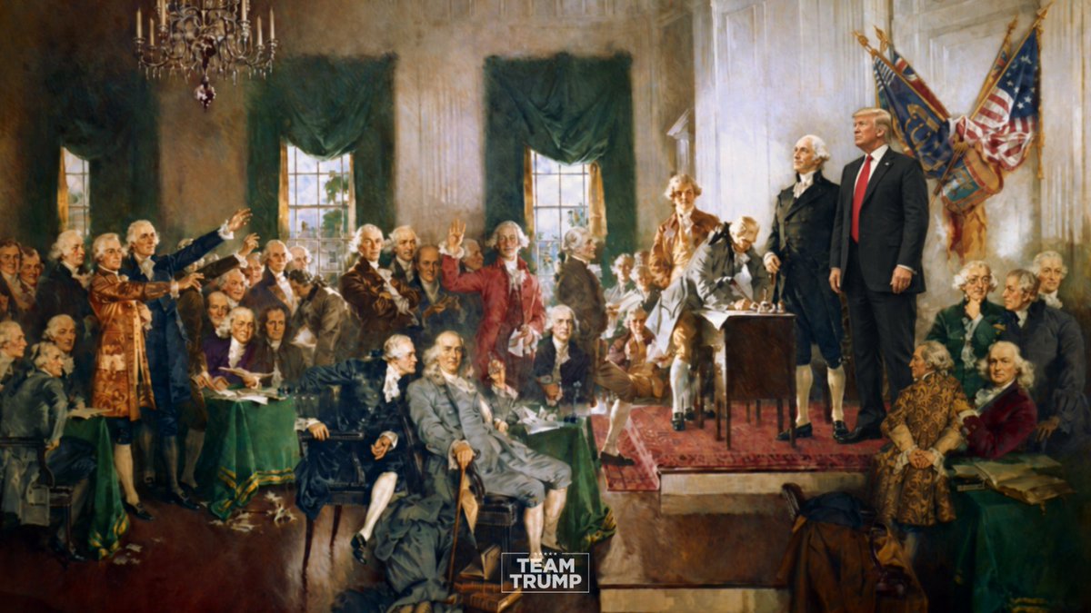 TrumpWarRoom's tweet photo. On this day in 1787, the Founding Fathers gave us the greatest governing document in history: the U.S. Constitution.

239 years later, President @realDonaldTrump fights every day to defend it and put the power back where it belongs, with WE THE PEOPLE! 🇺🇸 https://t.co/wXCXZSzJMD