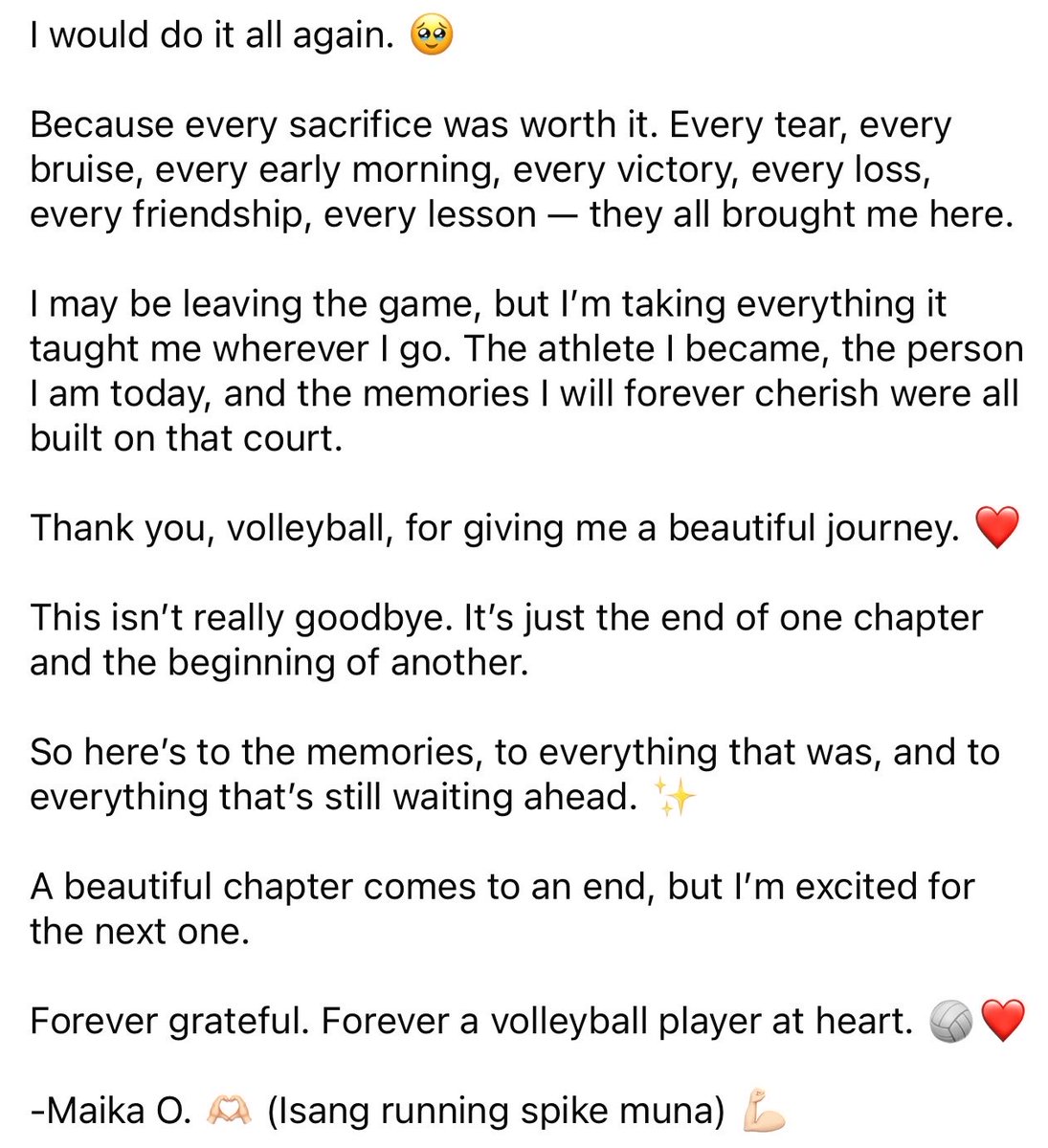 volleytiger's tweet photo. ANOTHER VOLLEYBALL LEGEND CALLS IT A CAREER 🥹🏐

Just a day after Aby Maraño announced her retirement, UST standout Maika Ortiz also announces her retirement from volleyball.

Best of luck on your next chapter, Maika! 🫶 https://t.co/oDKAMi2aLh