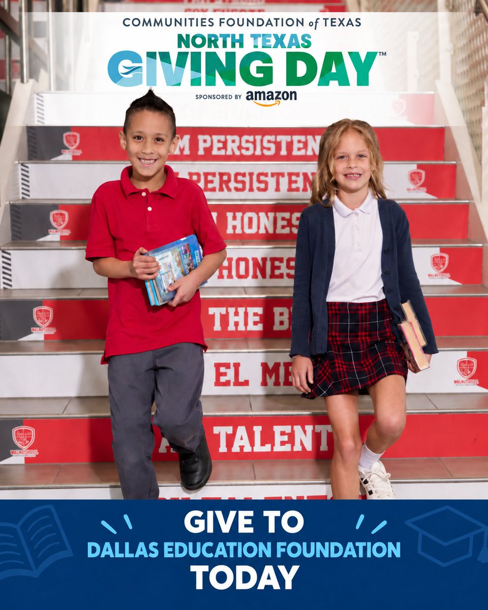 DallasEdFound's tweet photo. Today is @NTXGivingDay!

Give to @DallasEdFound in support of @DallasSchools, and your gift will be matched up to $45k

One District. 130,000 Reasons to Give.

Give now: https://t.co/9uVW8efANL

#NorthTexasGivingDay #DallasISD #DallasEducationFoundation https://t.co/o7hNvTkXb3