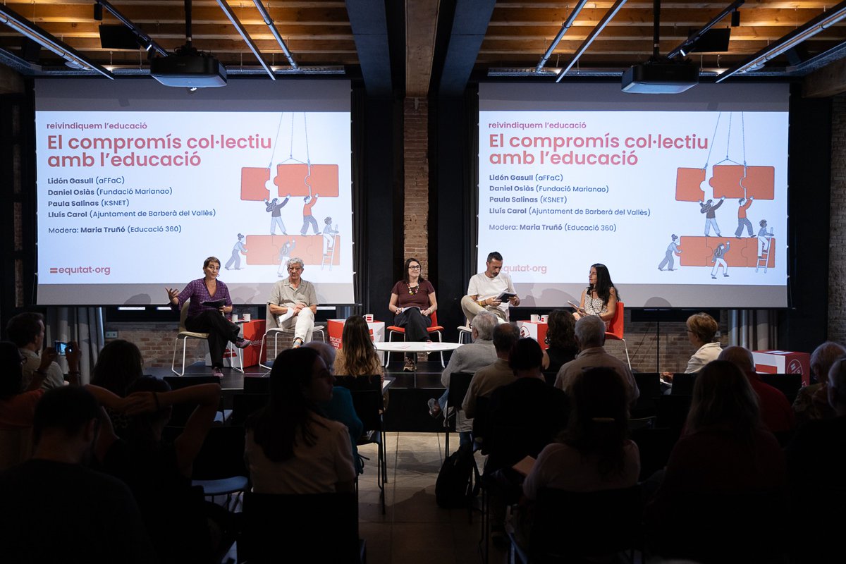 equitatorg's tweet photo. "Si les experiències educatives depenen de la capacitat econòmica de cada família tenim un problema d’equitat però també de garanties del dret a l’educació", @lgasull (@aFFaC_cat) 💬

Debat amb @DaniOsias (@FMarianao), @LluisCarol (@ajuntamentbdv) i @mariatrusal (@educacio360). https://t.co/QQBeHU0UXz