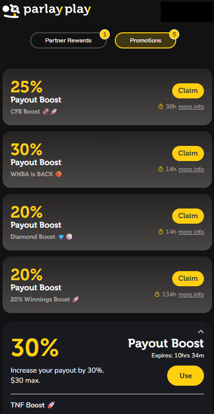 parlay_play's tweet photo. When your rewards tab looks like this 😍 https://t.co/qOZjQLhRww