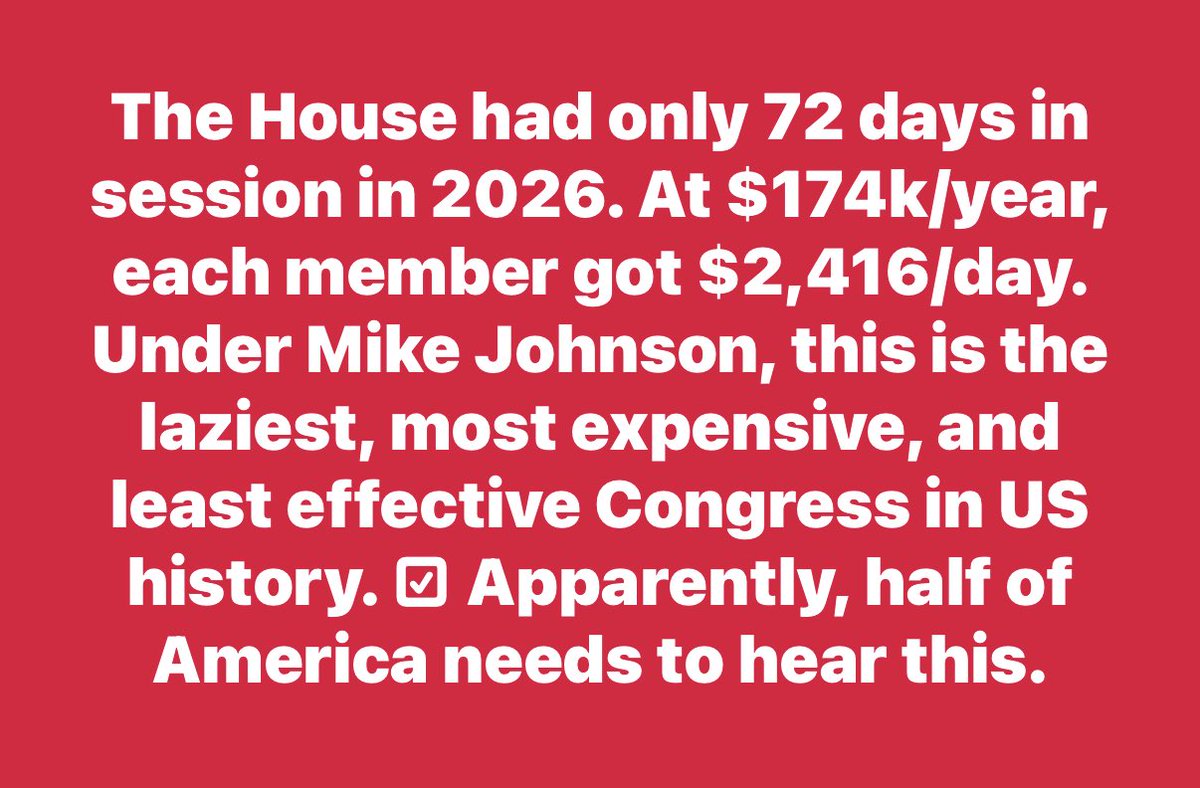 AnnieForTruth's tweet photo. Congress has worked so few hours this year that they would not even meet the work requirements for Medicaid, the work requirements they passed and put in place! 🤬 https://t.co/9QQIFiSLjz