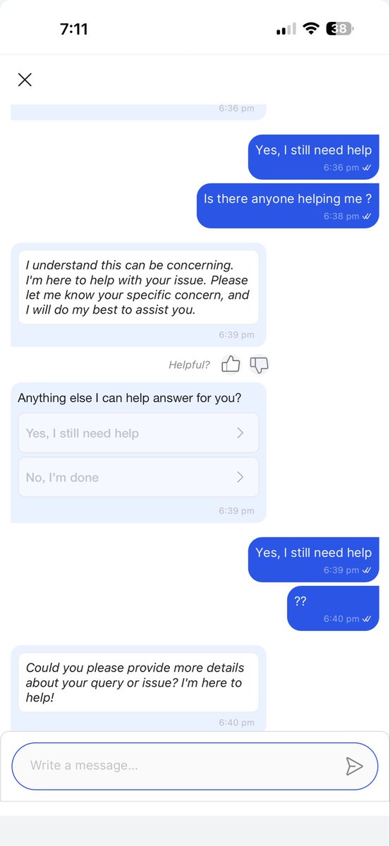ArchitaGilda's tweet photo. @Flipkart -Can your customer service even be contacted?
Attaching my one way conversation with your AI bot here !
Highly disappointed, expecting better service and quick resolution for this . https://t.co/JR9q8fTci2