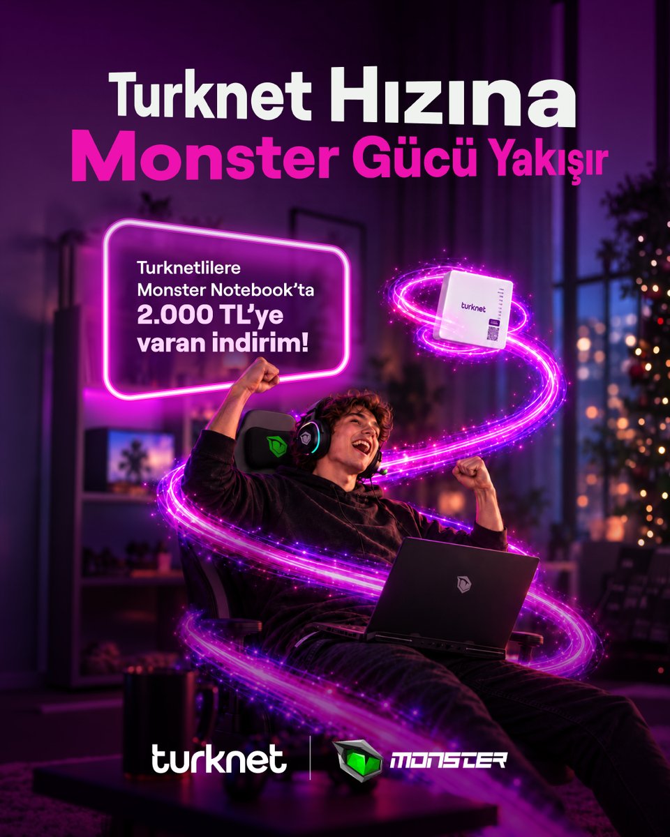 Turknet's tweet photo. Turknetliysen Monster’da canavar gibi bir avantaj seni bekliyor. 💜 Yeni laptop ya da masaüstü bilgisayarında 2.000 TL’ye varan indirim fırsatını kaçırma. 👇
https://t.co/AjyX1fHf2j https://t.co/UFx8r93kjV