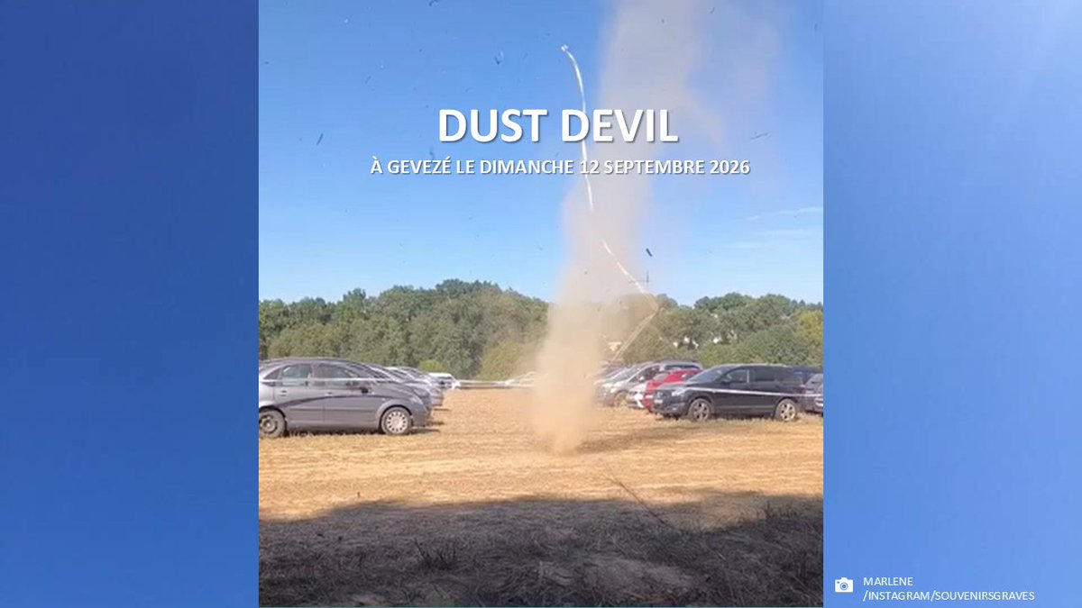 MeteoBretagne's tweet photo. #Bretagne #dustdevil
🌪️Un dust devil filmé à Gévezé le 12 septembre en marge du festival "la Flume enchantée".  
Article et vidéo ici⤵️ 
▶️ https://t.co/CibZLYZ0ZU 
▶️ https://t.co/3vsvmdEdQM https://t.co/SF2FlNK7CY